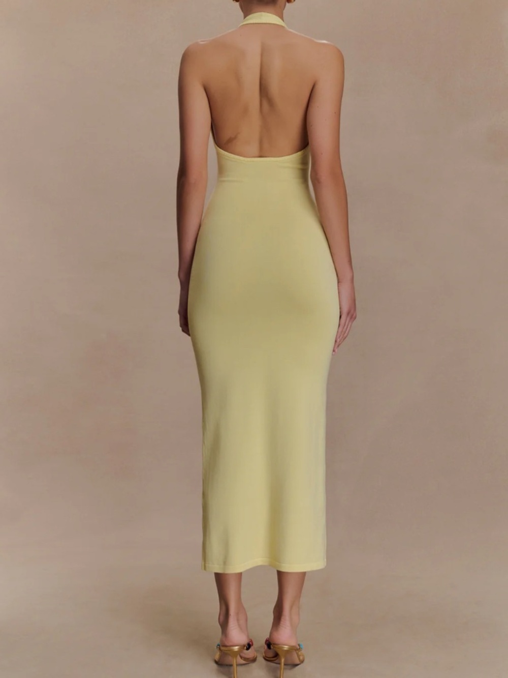 Meshki Yellow Midi Halter Dress - Picture 2 of 4